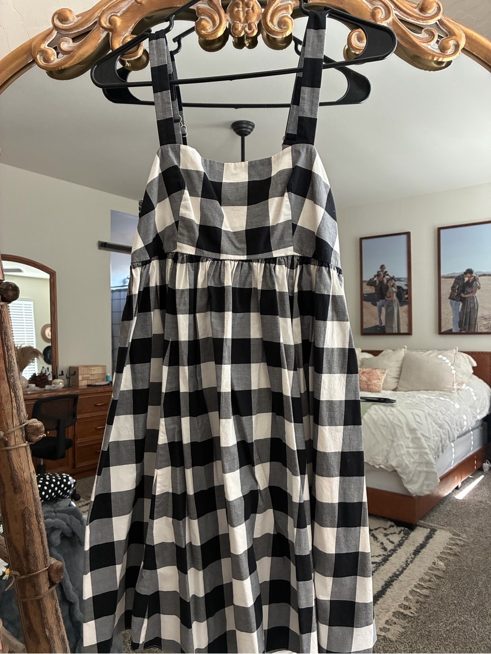 kate spade Black and White Gingham Dress with Pink Label